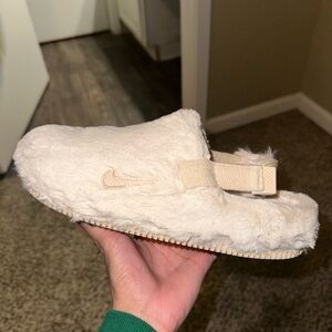 Nike Cream Fuzzy Slip-Ons